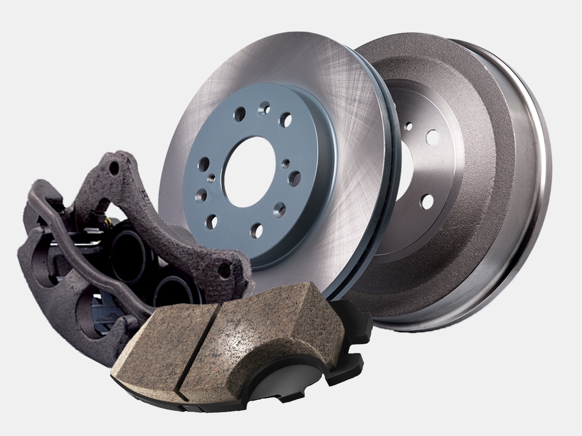Brake components on a professional service bench